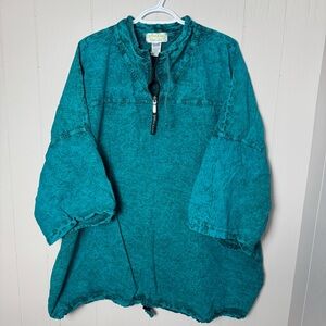 EZZE WEAR Women's Unisex Top VINTAGE 90s Honey-Komb Oversized GREEN Size XLARGE